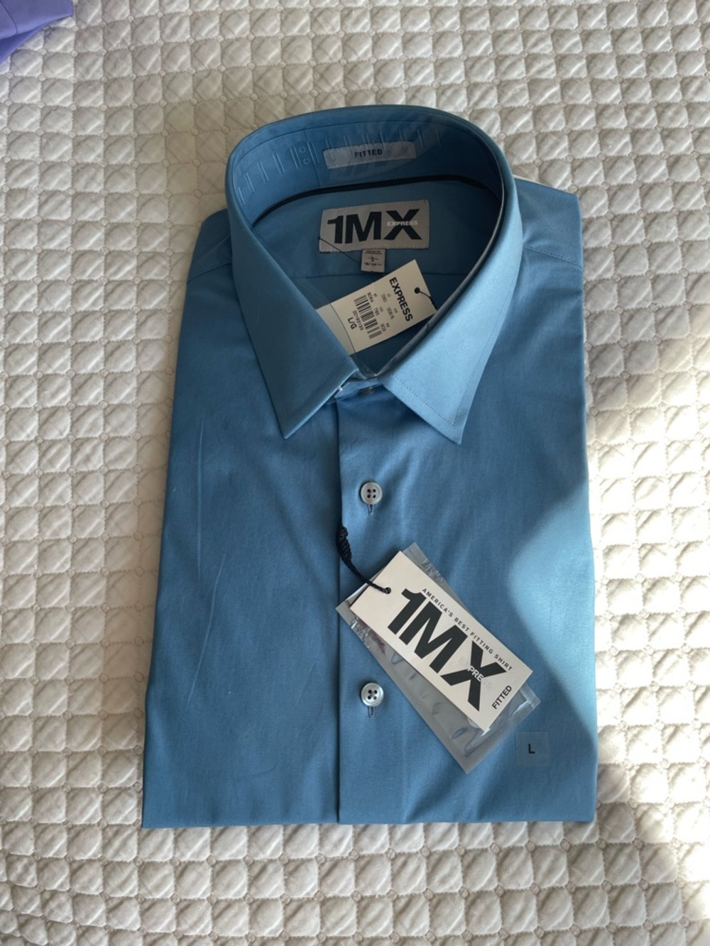 Express Men's Fitted Dress Shirt - Light Blue